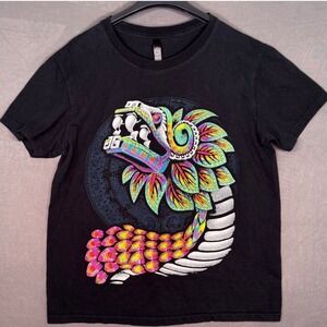 Dragon T-Shirt Size Large Vibrant Neon Aztec Quetzalcoatl Rainbow